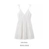 Kaslead New Arrival Women's Clothing Fashion Style Fashion Casual Minimalist Cotton Cloth Embroider V-neck Strap Dress