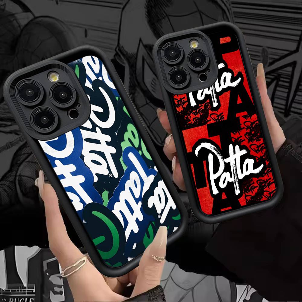 Fashion P-patta For iPhone 17 Pro Max 16 15 14 13 12 11 Plus Black Soft Phone Cover