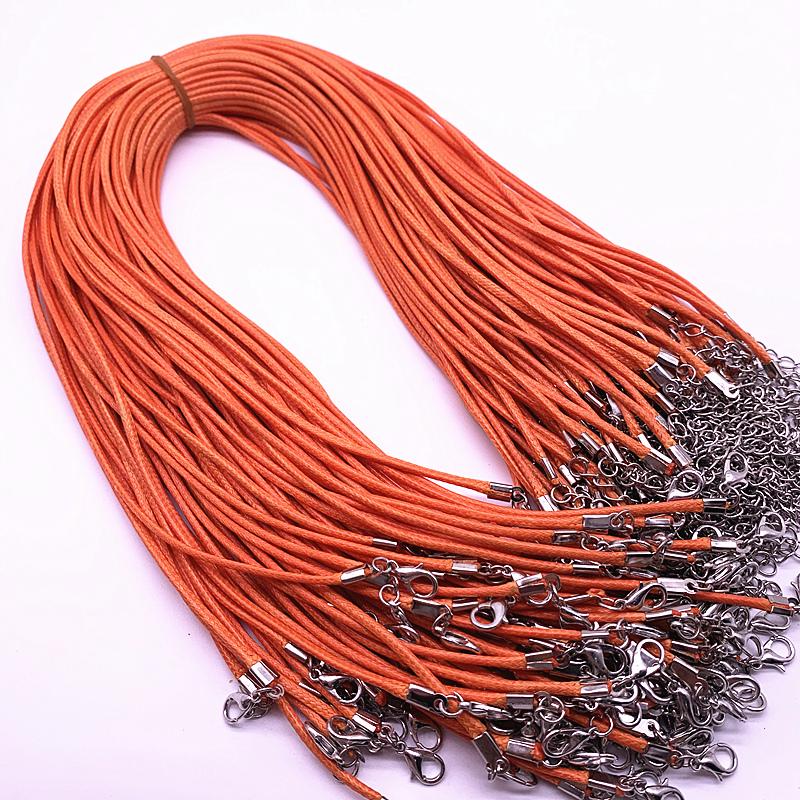 New 5pcs 2mm Leather Cord Wax Rope Chain Necklace Extender Chain Lobster Clasp DIY Jewelry Accessories