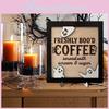 Bood Coffee Freshly Halloween Sign Bar Decor Office Ornament Photo Ghost Frame