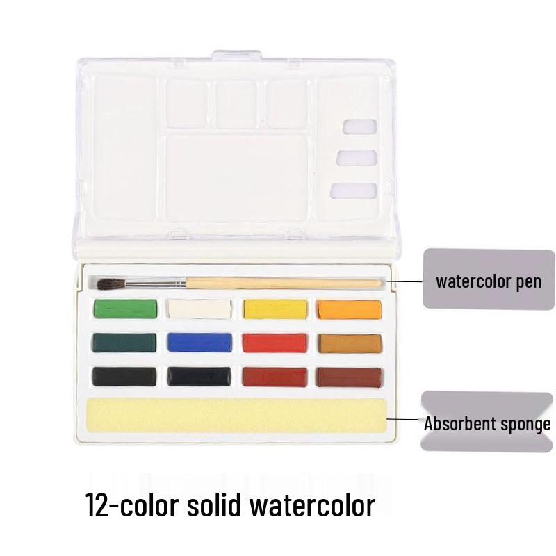 Xiongshi Portable Solid Watercolor Set - 12 or 24 Transparent Colors for Art Painting