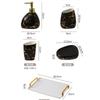 Exquisite Gold Plated Black Ceramic Bathroom Set Lotion Bottle Soap Dispenser Household Mouthwash Cup Dish Bathroom Accessories