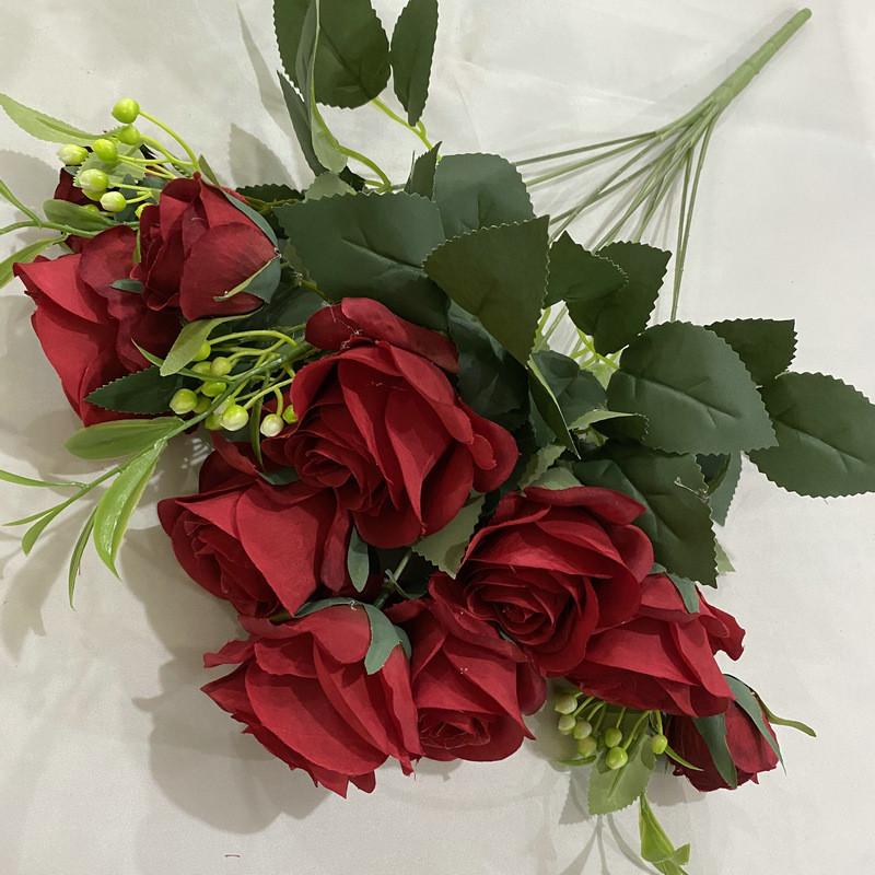 Romantic Rose Bouquet Fake Flowers For Wedding Decor With Real Touch Feelings
