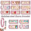 Romantic Pink Love Rose Butterfly Star Shell Zircon Long Italian Charm Links Fit 9mm Stainless Steel Bracelet DIY Making Jewelry