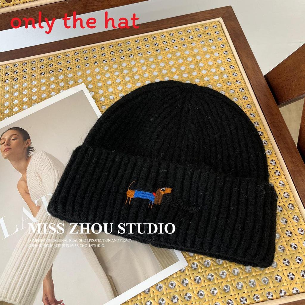

Embroidered Dog Knit Hat For Women Men With Breathable Warmth For Autumn Winter Fashion Black