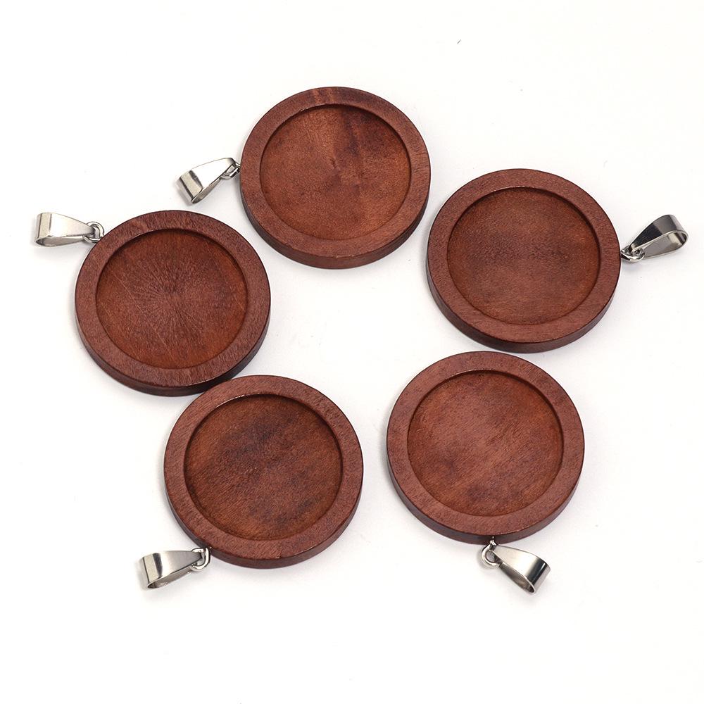 Time Gem Wood Tray Necklace Pendant Accessories - DIY Jewelry Round Tray