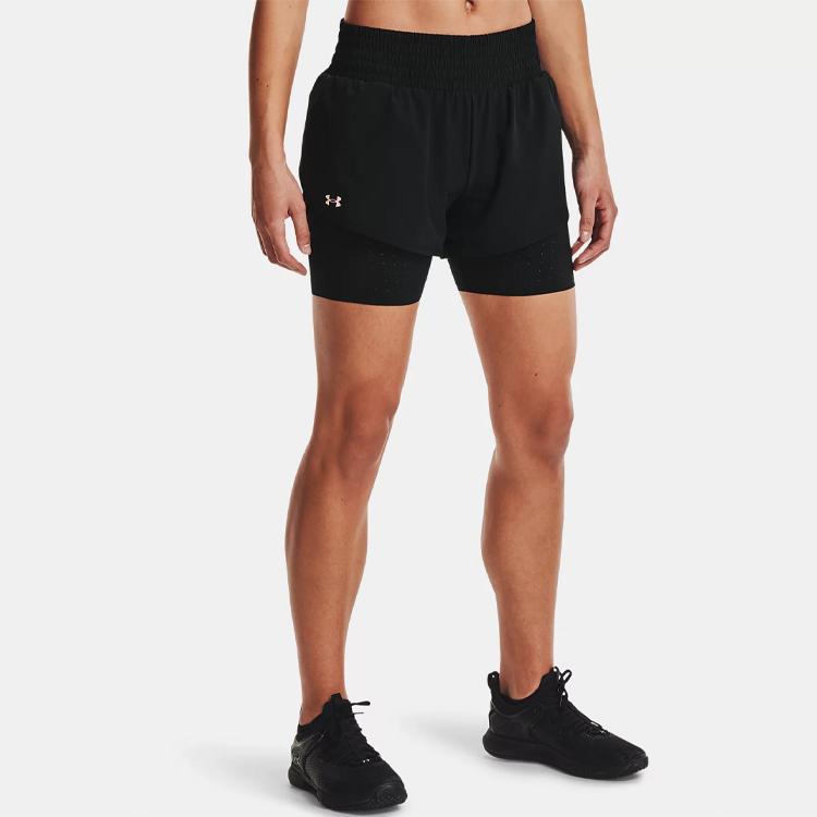 Under Armour Two-In-One Woven Training Shorts Women Shorts Black 1361154-001
