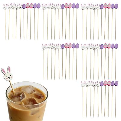 100pcs Easter Bunny Cocktail Picks Cake Toppers Party Decorations Easter Toothpicks For Appetizers Sandwiches Cocktails