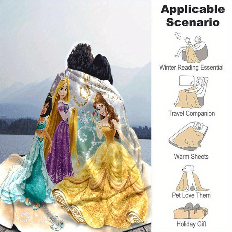 1pc Princess Printing Blanket - Soft, All-Season Throw for Office Blanket, | Personalized Gift with Adorable Cartoon Design