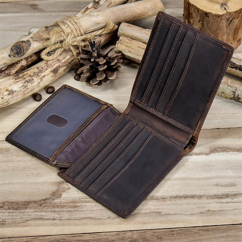 Newsbirds Men Wallet Genuine Leather Soft Short Purse Crazy Horse Leather Male Wallets Vintage Card Holders for Men 2026 Hot
