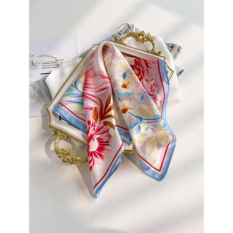 Teachers  Day Gifts Silk Scarf Printed Satin 53 Small Square Scarf Mulberry Silk Scarf Women s 100% Silk Silk Scarf