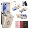 Crossbody Leather Finger Ring Holder Cards Solt Wallet Phone Case for Samsung Galaxy Z Flip 7 6 5 4 3 Flip7 FE Protective Cover