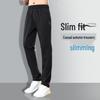 Pantalones deportivos de seda helada de secado rápido para hombre para primavera/verano: Ligero, Elástico, Tendencia Fitness de Pierna Recta