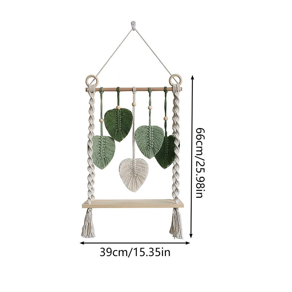 Macrame Wall Hanging Tapestry Woven Leaf Tassels Decoration Handmade Art for Home Apartments Nursery