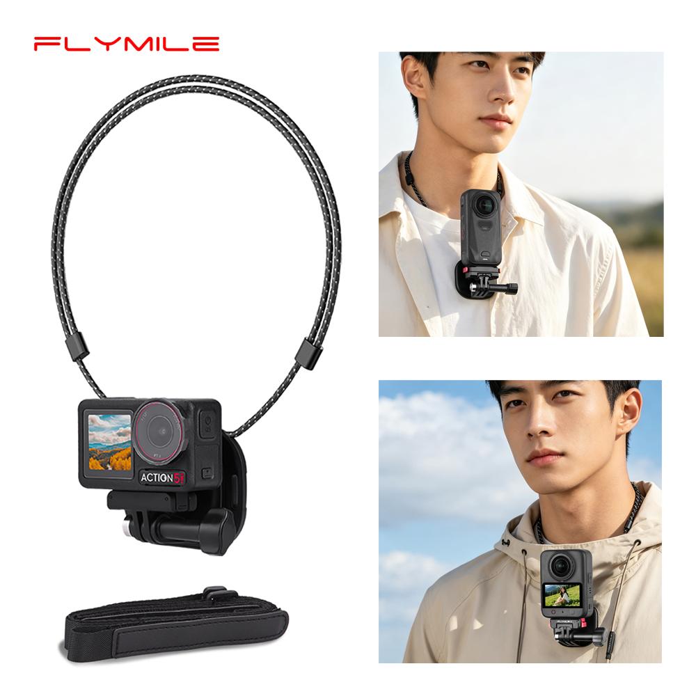 Flymile Magnetic Neck Strap Chest Mountfor Insta360 X6/DJI Action Camera Accessories POV Video Photography Holder