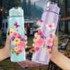 1PC Multi Pink Butterfly Bouquet 750ml Color Plastic Sports Water Bottle Leakproof Flip Straw Lid Suitable for Sports Office Home Use