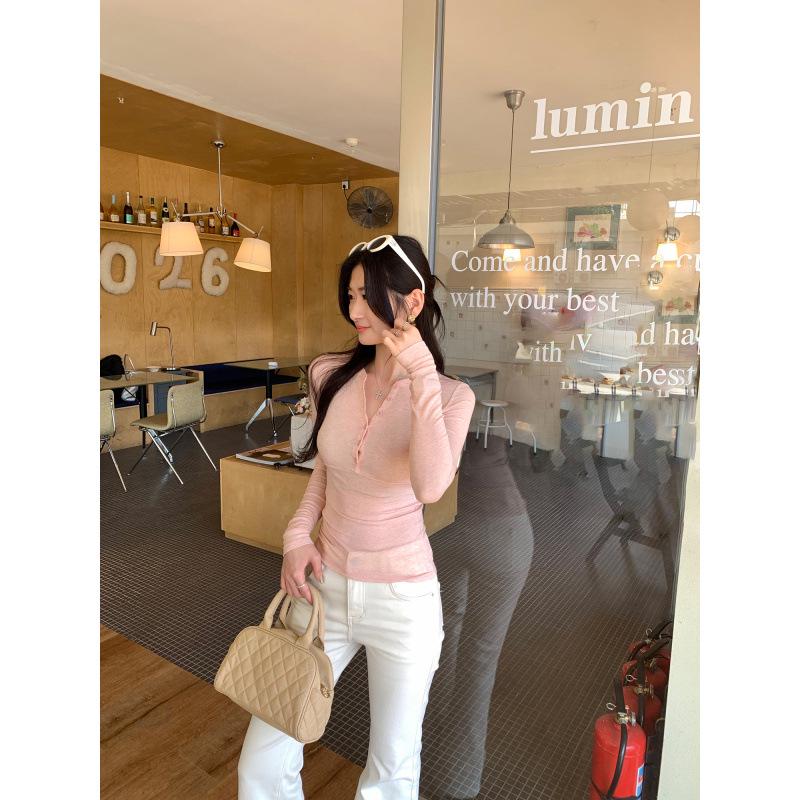 In Stock: 2026 New Style Slimming Lyocell Tencel Henley Long Sleeve Tee