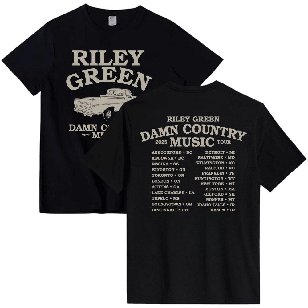DCM Damn Country Music Tour 2025 Tričko RILEY GREEN Zpěvák Grafická Trička Pánské Dámské Oblečení Bavlna Krátký Rukáv Unisex Trička