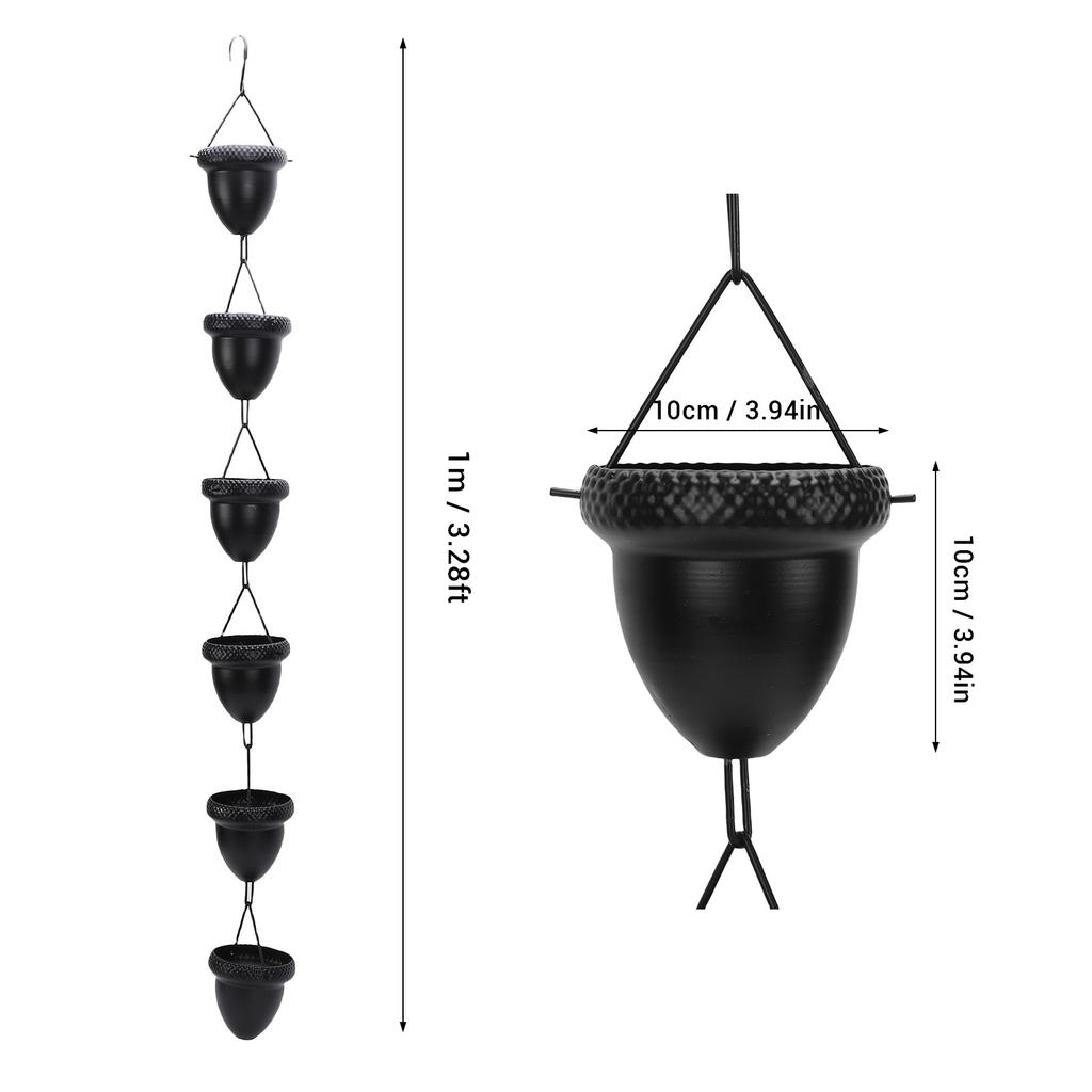 Rain Chain Acorn Design 1m Length Iron Decorative Hanging Rainwater Chain for Porch Balcony Courtyard Garden