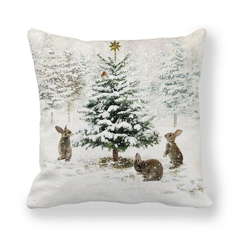 Peach Skin For Sofa Santa Claus Christmas Decor Tree Gift Pillow Pillowcase Cushion Cover Ornament