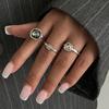 Exaggeration Heart Shape Grey Crystal Rings Set for Women Lips Square Zircon Charm Open Rings Fashion Designer Luxury Jewelry
