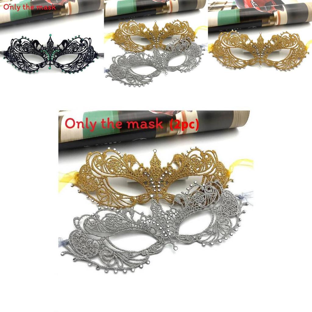 Halloween Lace Mask With Rhinestones For Costume Party And Kids Adults