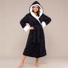 Women's Solid Color Long Sleeved Plush Bathrobe With Belt