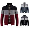 Men's Trendy Stand Collar Knit Cardigan Sweater, Plus Velvet, Zipper Jacket, Autumn/Winter Warm Fashion