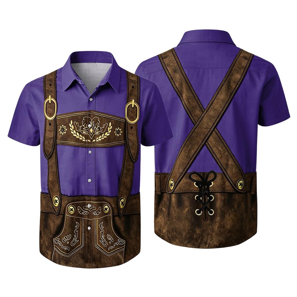 Men's Vintage Print Short Sleeve Cardigan Casual Loose Fit for Party Festival Daily Wear