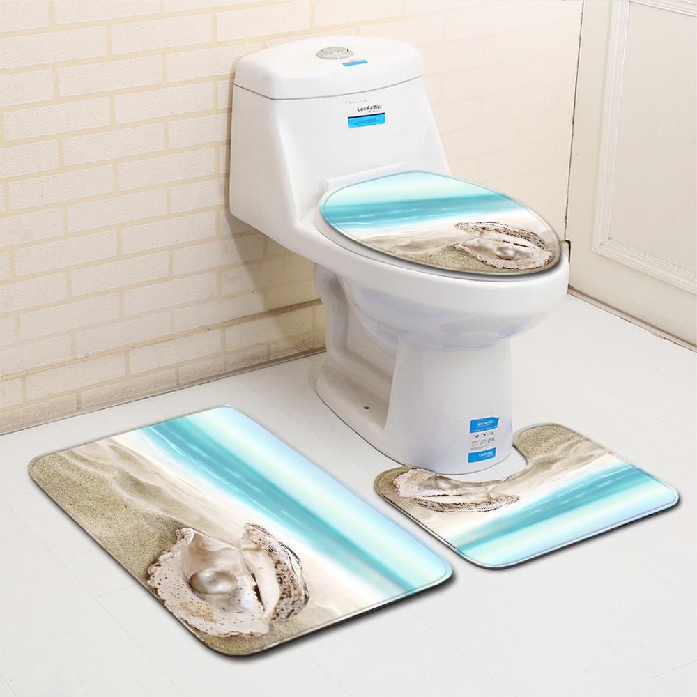 Shell Bathroom Floor Mat Toilet Three-Piece Set