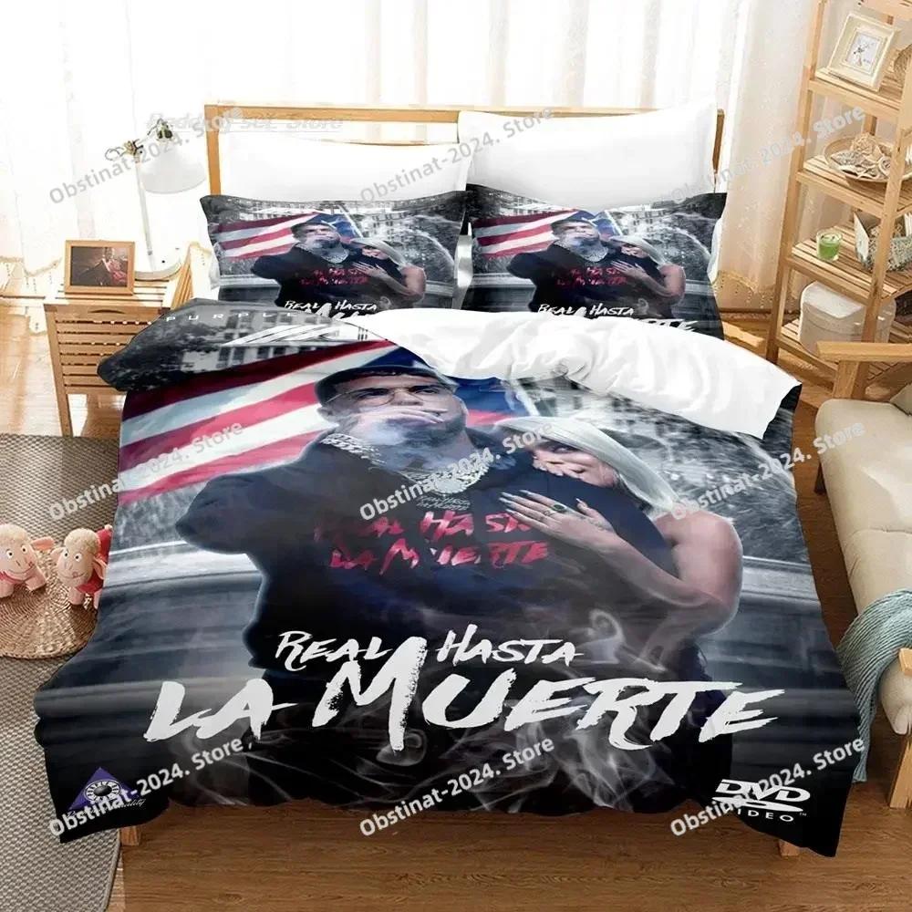 Anuel Aa Real Hasta La Bettwäsche-Set Gedruckt Einzelne Bettdecke Steppdecke Tagesdecke Bettbezug Kissenbezug 3-teiliges Set Kinder Erwachsene Größe