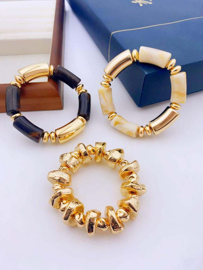 European & American 3-Piece Acrylic Bamboo Bead Necklace