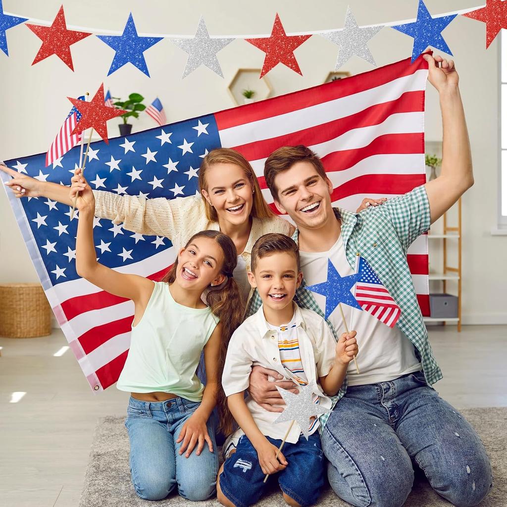 60 Pcs Patriotic Star Cutouts Double Printed Paper Star Confetti Cutouts for 4th of July Decoration Bulletin Board Classroom Wall Decoration,6 Inches