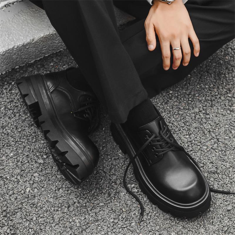 New Modelannual Thick-Soled Heightening Derby Shoes Men'S Men'S Rest British Style Small Leather Shoes 5051-J