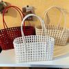 Hand-Woven PVC Shoulder Bag: French-Style Basket for Beach or Market