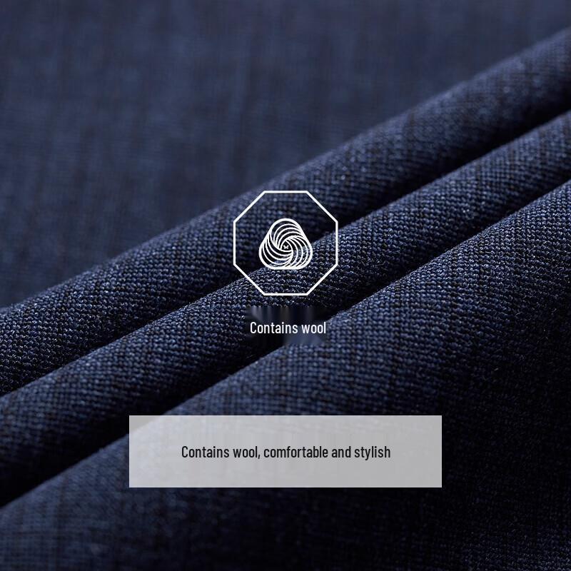 Joouyee Men's Spring Wool Blend Elastic Straight Fit Dress Pants