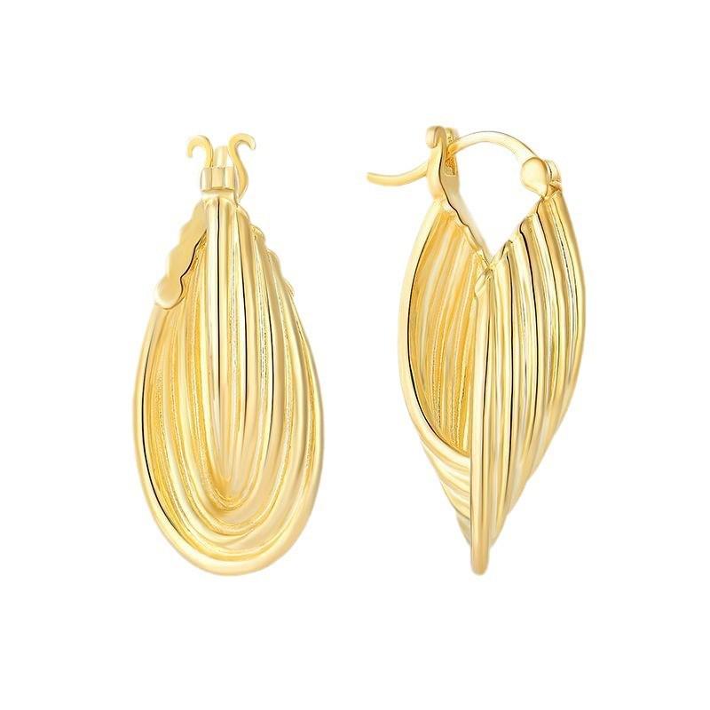 14K Gold-Plated Copper Ear Cuffs and Hoops - Fashionable Earrings for Women