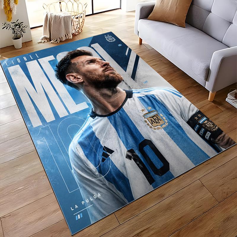 Blue and White Football Jersey Design Rug - Non-slip rug suitable for living room and bedroom sofas.