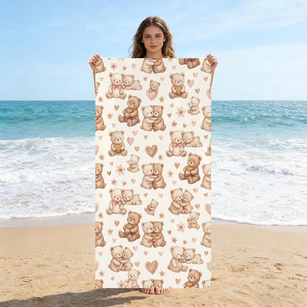 

1pc Cute Cartoon Teddy Bear Beach Towel Quick-drying Super Absorbent Suitable for Beach Vacation Pool Summer Gift for Friends W40*H60(CM)