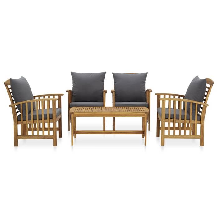 VidaXL Garden Lounge Set 5 Pcs with Cushions Outdoor Furniture Patio Furniture Garden Furniture Terrace Furniture Wood 3057982