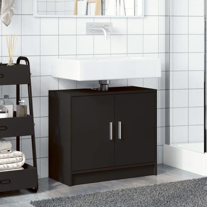VidaXL Black Sink Cabinet 63x29x55 Cm Engineered Wood, Bathroom Cabinet, Bathroom Storage Cabinet, 848095