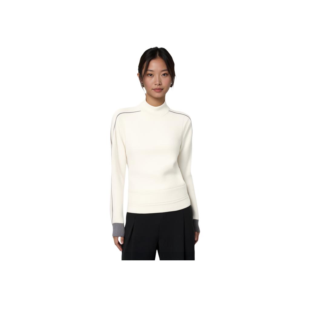 FILA Golf Series Casual Sports Simple Comfortable Versatile Knit High Neck Long Sleeve Sweater Women sweater Smoky-White A11W545415FIV