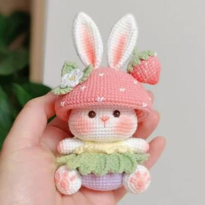 Creative Cute Strawberry Rabbit Doll DIY Material Pack Relieves Stress Handmade Hook Weaving Key Pendant Children'S Gift