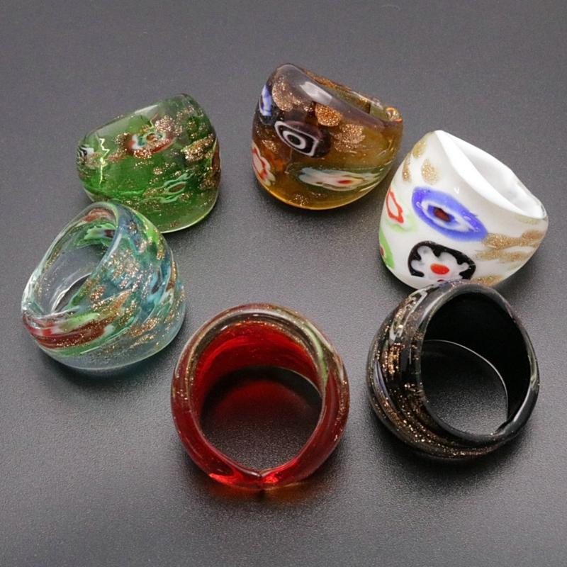 Anello Trendy Fatto a Mano in Murano Elegante Anello da Dito Etnico Moda Donna Gioielli per Festival Accessori Bohemien