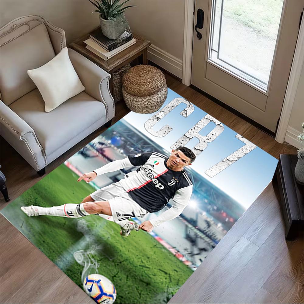 Cr7 Football Legend Floor Mat Design for Outdoor Study room Dining Room Entryway Antislip Carpet Anime Office Decor Perfect Gift for Women/Men
