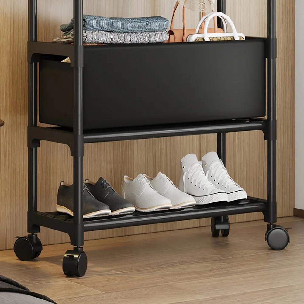 Suport de haine de podea cu bară dublă, umeraș pentru haine, capacitate portantă puternică, dulap simplu cu mai multe etaje, suport de haine mobil