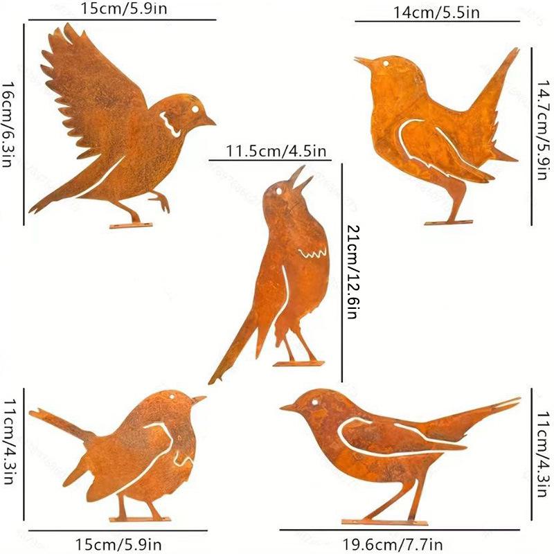 Rusty Wrought Iron Bird Garden Stake