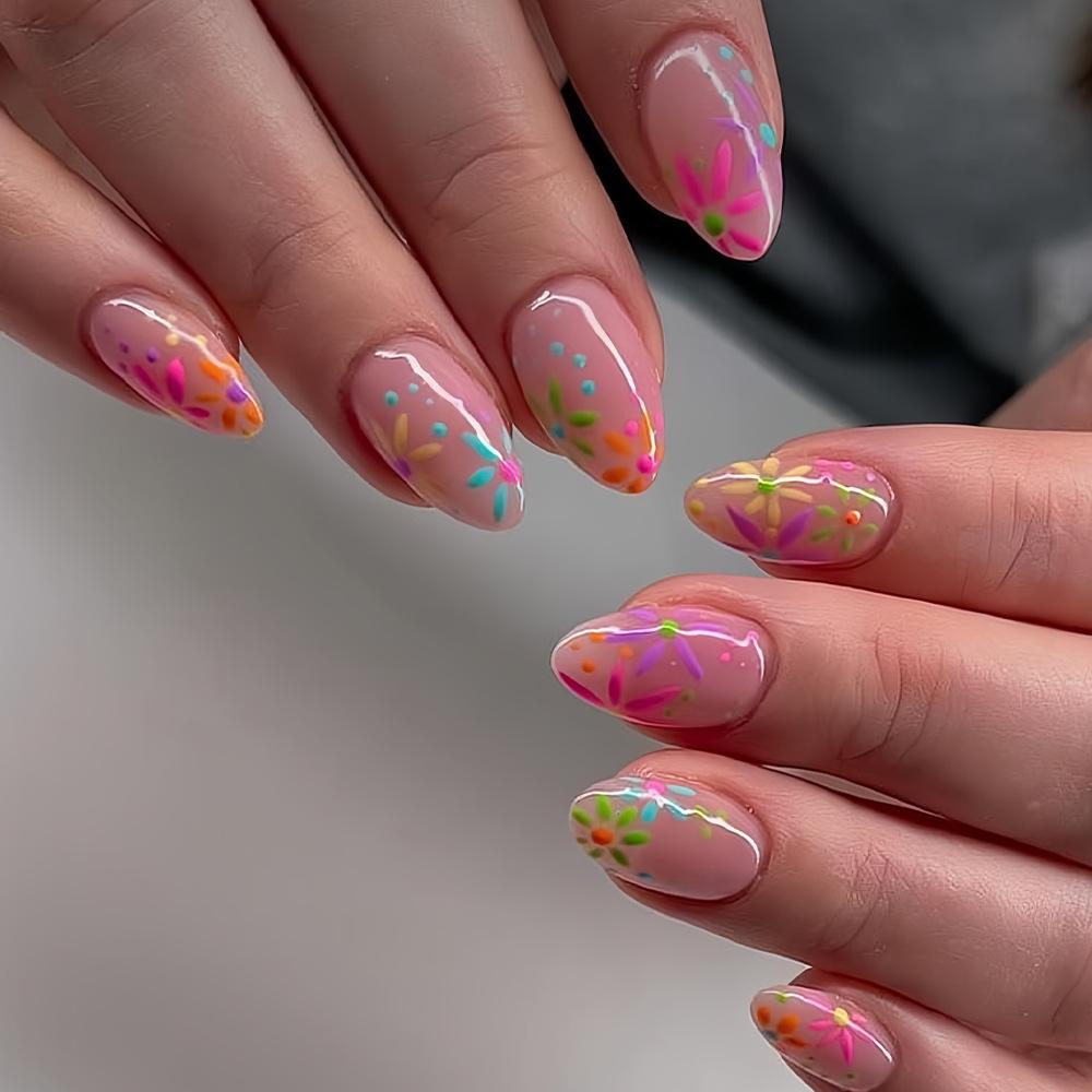 Water drop type ins European and American wind red and green gradual change small floral fake nails