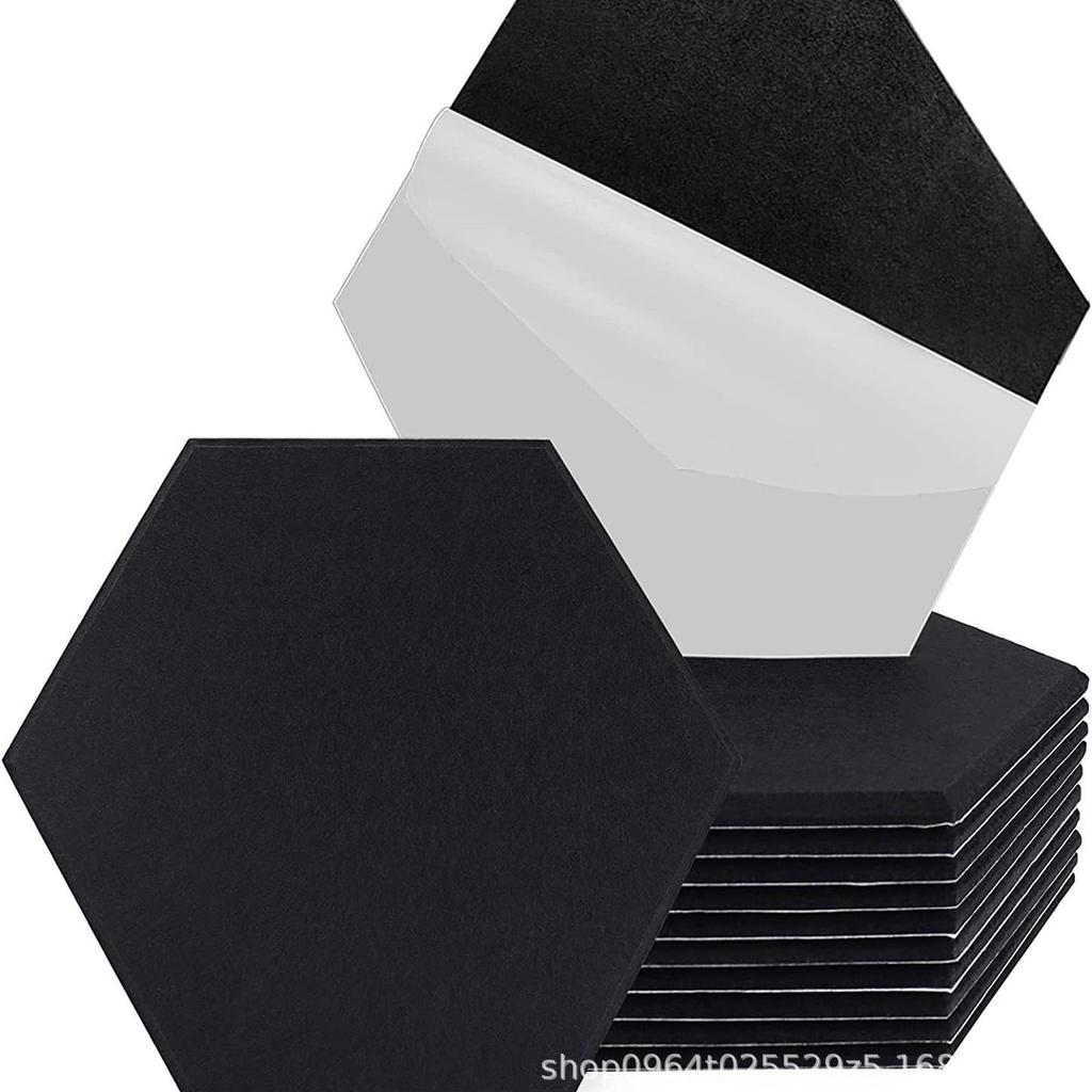 12-Piece Hexagonal Polyester Fiber Sound-Absorbing Panels - Cork Board Alternative
