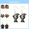 Halloween Themed Earrings Featuring Each Cat Demon Pumpkin And Pattern Skull